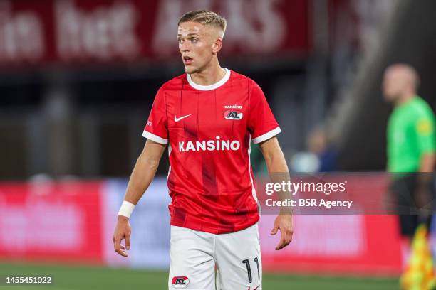 Jesper Karlsson of AZ Alkmaar during the Dutch Eredivisie match between AZ Alkmaar and Vitesse at AFAS Stadion on January 7, 2023 in Alkmaar,...