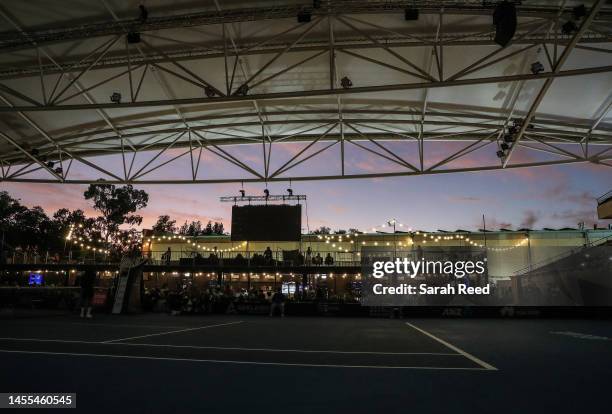 Lights go out on centre court asJason Kubler of Australia competes against Tomas Martin Etcheverry of Argentina during day two of the 2023 Adelaide...