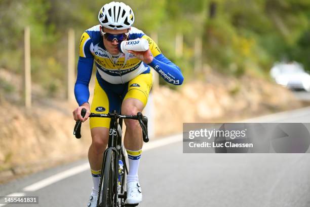 Ruben Apers of Belgium feeding during the Team Flanders - Baloise 2023 - Training Camp on January 09, 2023 in Altea, Spain.
