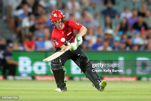 Sam Harper of the Renegades during the Men's Big Bash League match between the Adelaide Strikers and the Melbourne Renegades at Adelaide Oval, on...