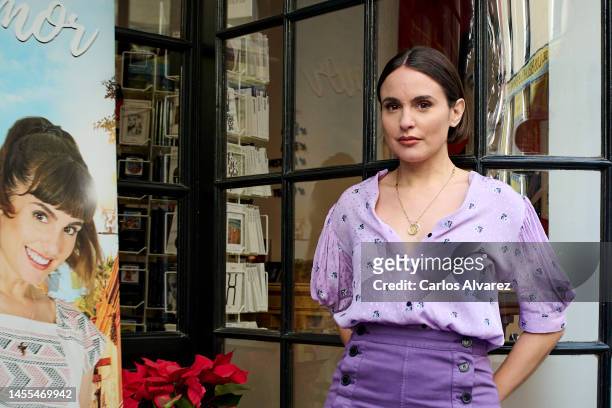 Actress Veronica Echegui attends the "El Libro Del Amor" photocall at the La Mistral bookshop on January 10, 2023 in Madrid, Spain.