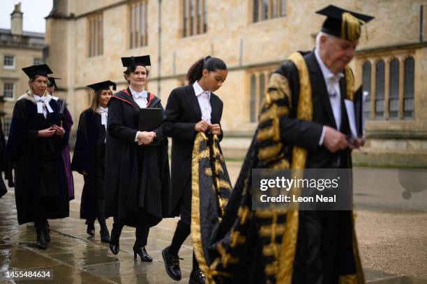 Professor Irene Tracey walks in a formal procession ahead of the ceremony to officially name her as the 273rd Vice-Chancellor of the University of...