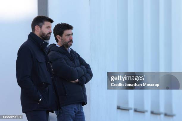 Marco Storari Juventus Head of Professional Talent development and Andrea Agnelli Executive Chairman of Juventus look on during the Primavera Cup...