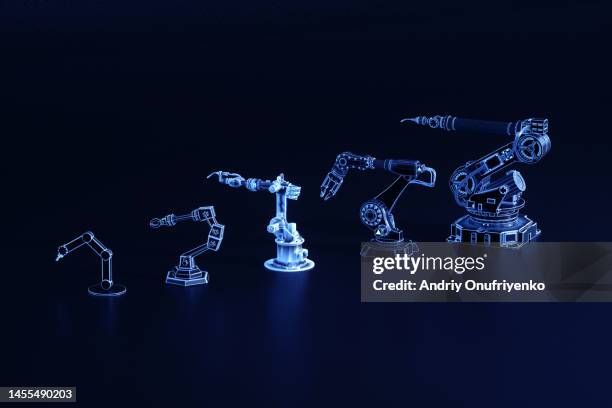 robotic arms evolution - evolution of the robot stock pictures, royalty-free photos & images