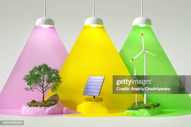 sustainable energy lights - renewable energy illustration stock pictures, royalty-free photos & images