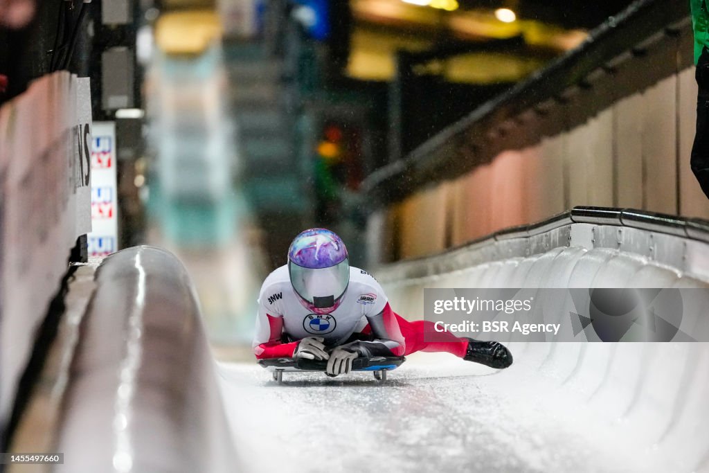 Bob Skeleton Racing Mirela Rahneva of Canada compete in the Women's Skeleton during the ...