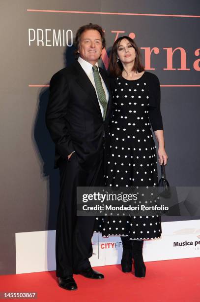 Italian actress Monica Bellucci and son of italian actress Lisa Virna Corrado Pesci during the red carpet of the third edition of the Virna Lisa...