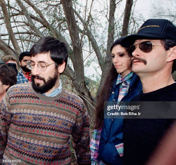 Director John Landis after watching a Los Angeles County Fire Department helicopter fly a similar route above the Santa Clara River where a 1982...