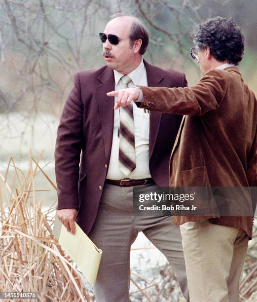 Los Angeles Superior Court Judge Roger W. Boren is joined by Deputy District Attorney Lea D'Agostino and Court Officials in discussion after viewing...