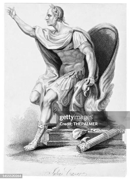 emperor julius caesar engraving 1892 - julius caesar emperor stock illustrations