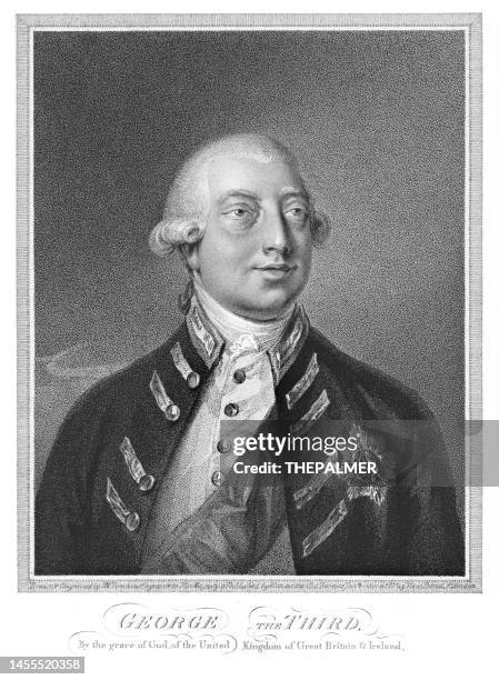 engraving george iii king of great britain 1821 - george iii of the united kingdom stock illustrations