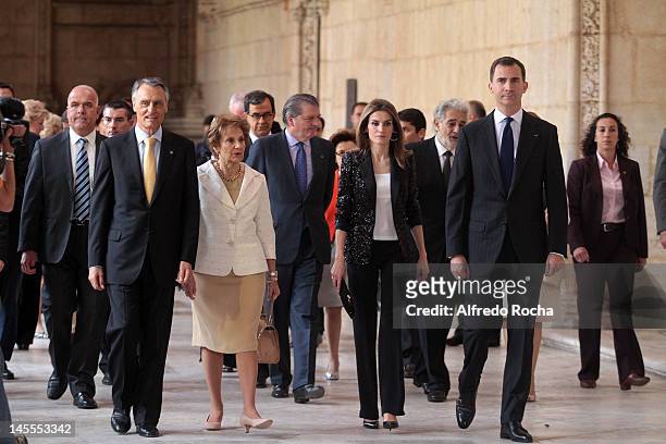 Portuguese president Anibal Cavaco Silva, Maria Cavaco Silva, Princess Letizia of Spain and Prince Felipe of Spain attends 'Europa Nostra Awards'...