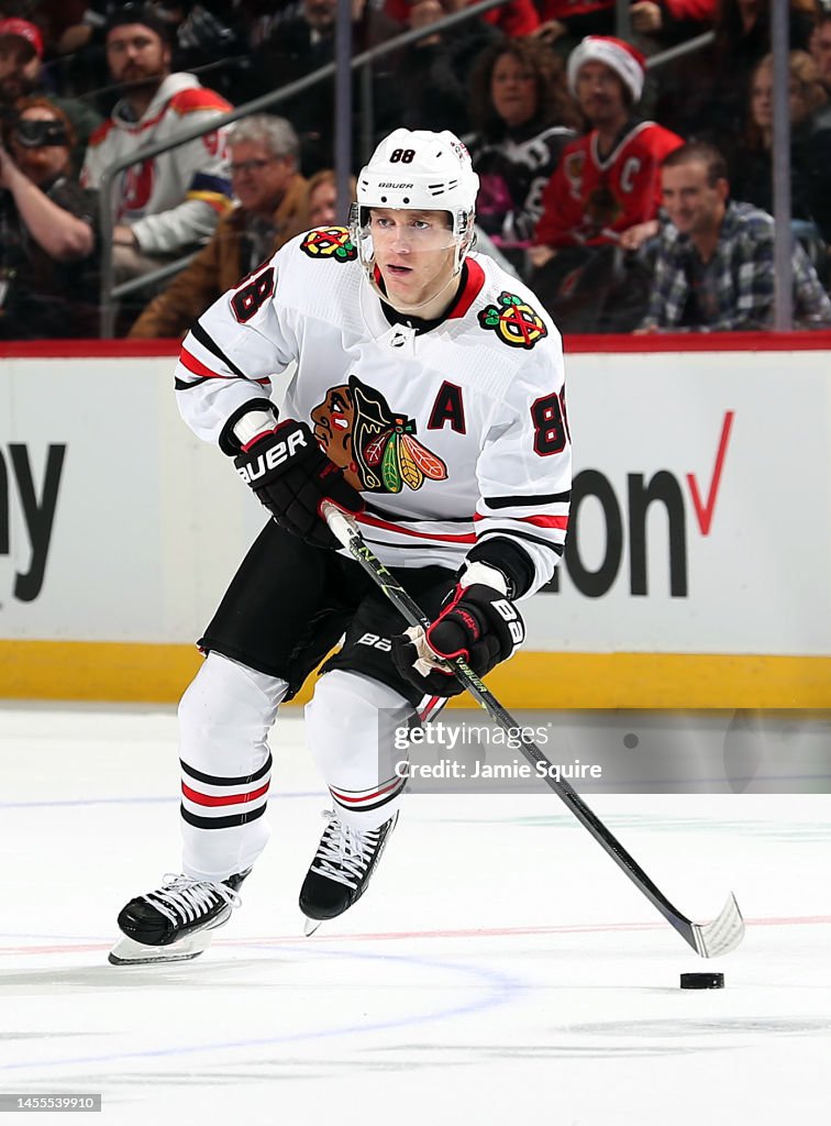 Patrick Rappleye Chicago Patrick Kane of the Chicago Blackhawks skates with the puck during ...