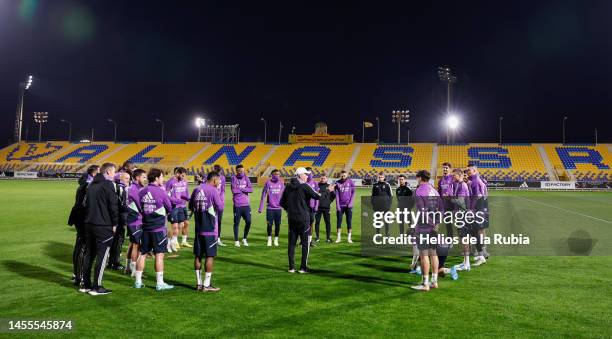 Real Madrid squad during training at Al Nassr FC Training Facility on January 10, 2023 in Riyadh, Saudi Arabia.