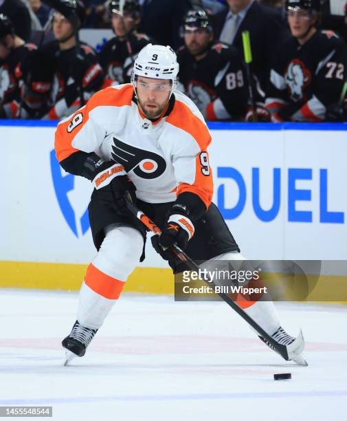 Ivan Provorov of the Philadelphia Flyers skates during an NHL game against the Buffalo Sabres on January 9, 2023 at KeyBank Center in Buffalo, New...