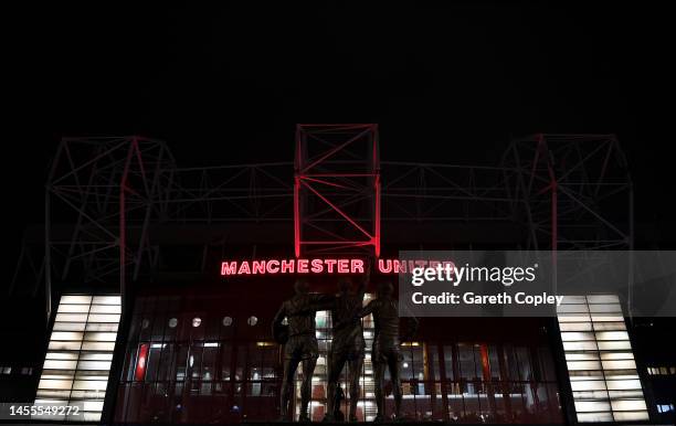 General view outside the stadium prior to the Carabao Cup Quarter Final match between Manchester United and Charlton Athletic at Old Trafford on...