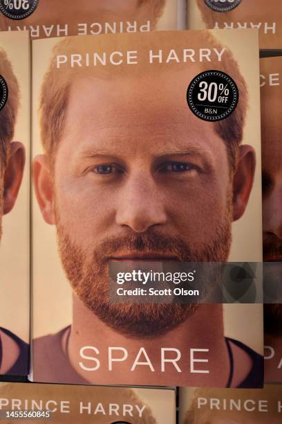 Prince Harry's memoir Spare is offered for sale at a Barnes & Noble store on January 10, 2023 in Chicago, Illinois. The book went on sale in the...