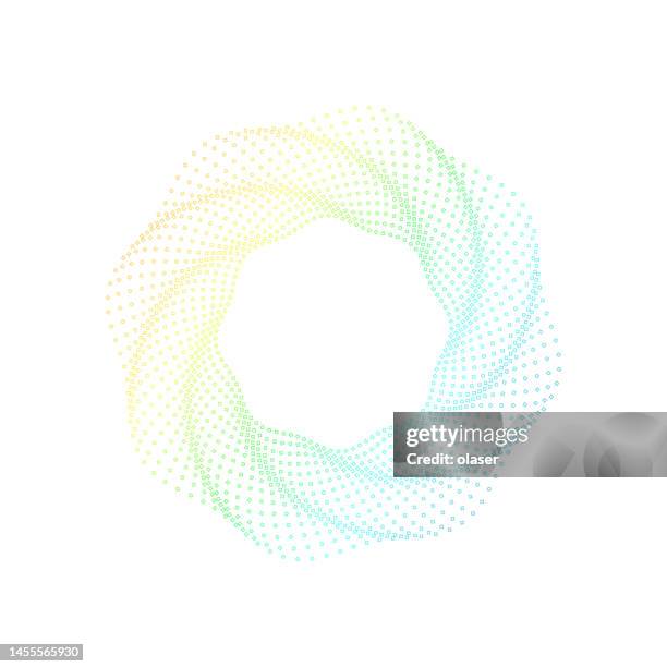 twisted wave pattern made of rainbow colored lines - radius stock illustrations