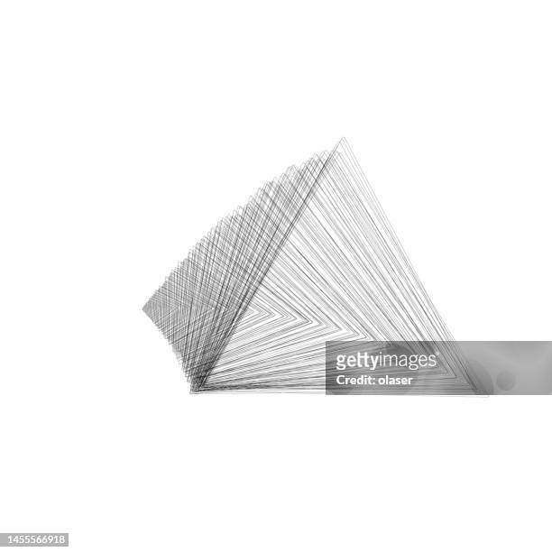 uneven fine lined swiping triangle forming 3d shape - easy icon stock illustrations