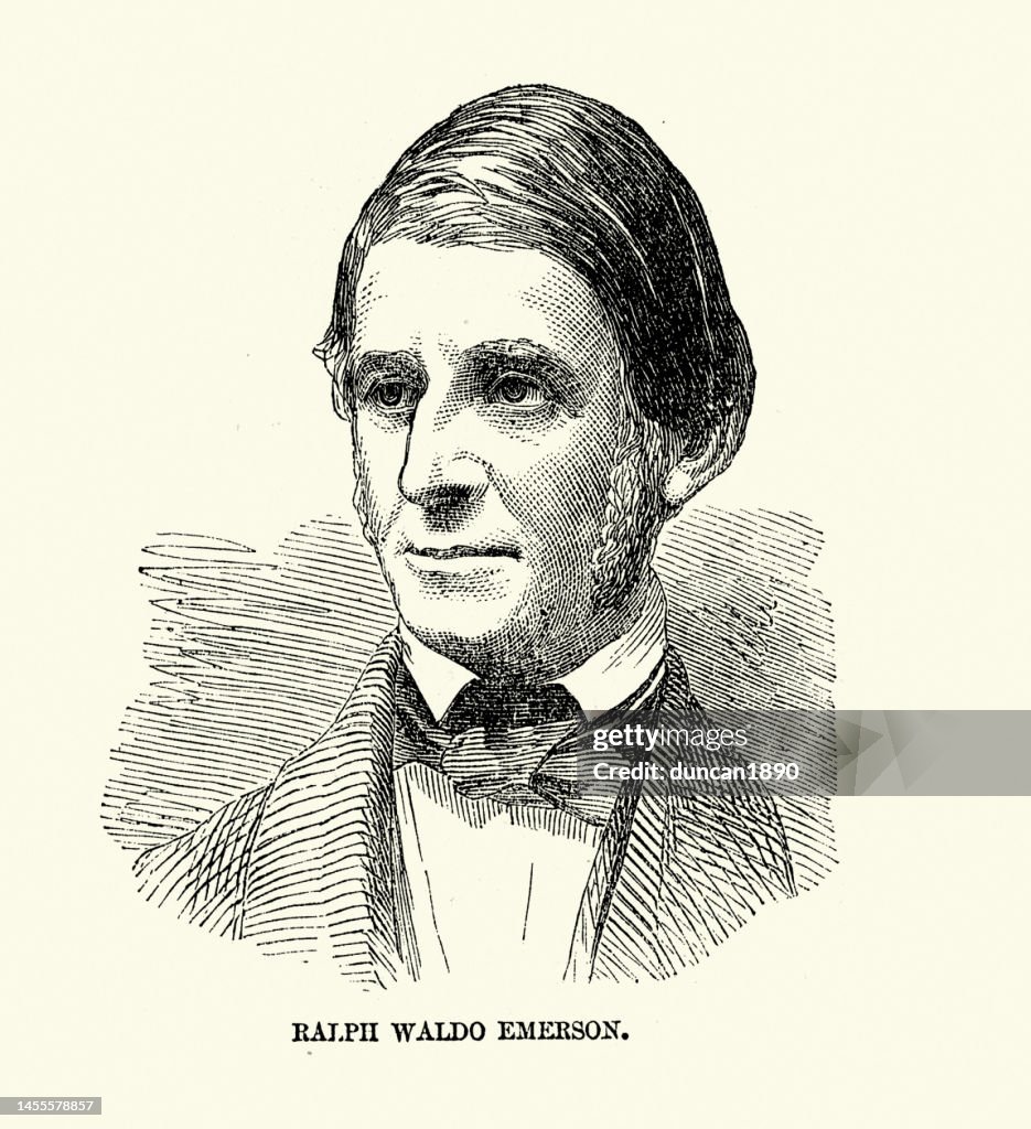 Ralph Waldo Emerson, American essayist, lecturer, philosopher, abolitionist, and poet, 1850s , Victorian 19th Century