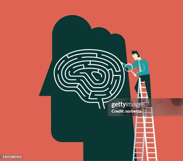 brain maze - choosing path stock illustrations