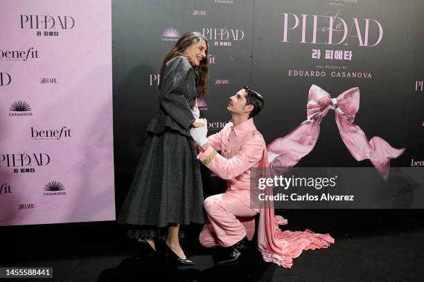 Angela Molina and Eduardo Casanova attend the premiere of "La Piedad" at the Magno Theater on January 10, 2023 in Madrid, Spain.