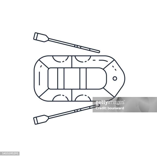 インフレータブルボートラインアイコン。編集可能なストローク。 - 救命ボート点のイラスト素材／クリップアート素材／マンガ素材／アイコン素材