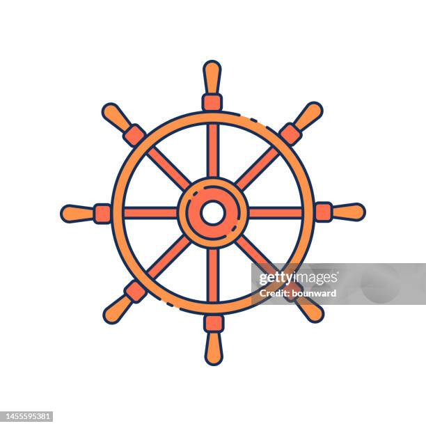 ship steering wheel line icon. editable stroke. - steering wheel logo stock illustrations