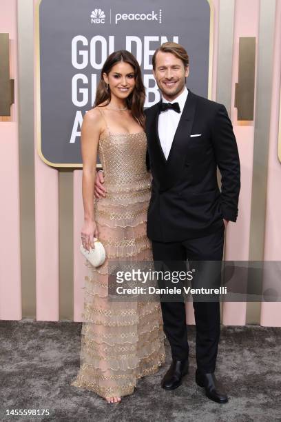 Gigi Paris and Glen Powell attend the 80th Annual Golden Globe Awards at The Beverly Hilton on January 10, 2023 in Beverly Hills, California.