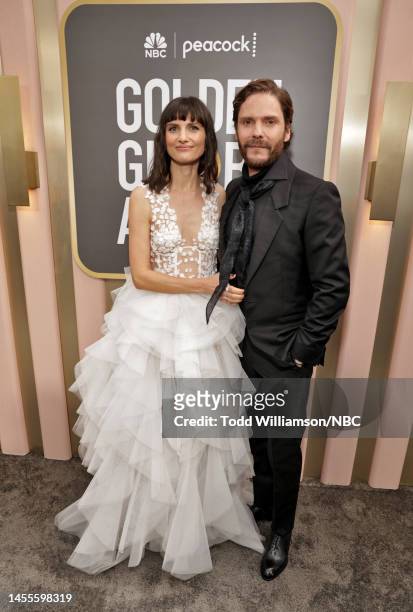80th Annual GOLDEN GLOBE AWARDS -- Pictured: Felicitas Rombold and Daniel Brühl arrive at the 80th Annual Golden Globe Awards held at the Beverly...