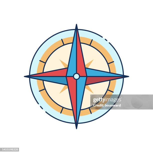 ilustrações de stock, clip art, desenhos animados e ícones de compass color line icon. editable stroke. - compass north