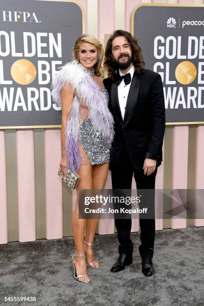 Heidi Klum and Tom Kaulitz attend the 80th Annual Golden Globe Awards at The Beverly Hilton on January 10, 2023 in Beverly Hills, California.