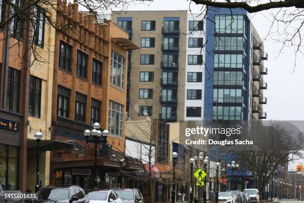 downtown city block - ann arbor mi stock pictures, royalty-free photos & images