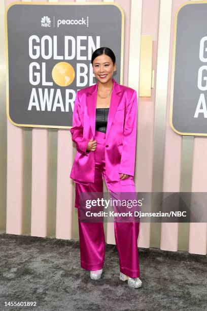 80th Annual GOLDEN GLOBE AWARDS -- Pictured: Domee Shi arrives to the 80th Annual Golden Globe Awards held at the Beverly Hilton Hotel on January 10,...