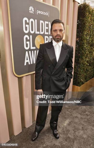 80th Annual GOLDEN GLOBE AWARDS -- Pictured: Sebastian Stan arrives at the 80th Annual Golden Globe Awards held at the Beverly Hilton Hotel on...