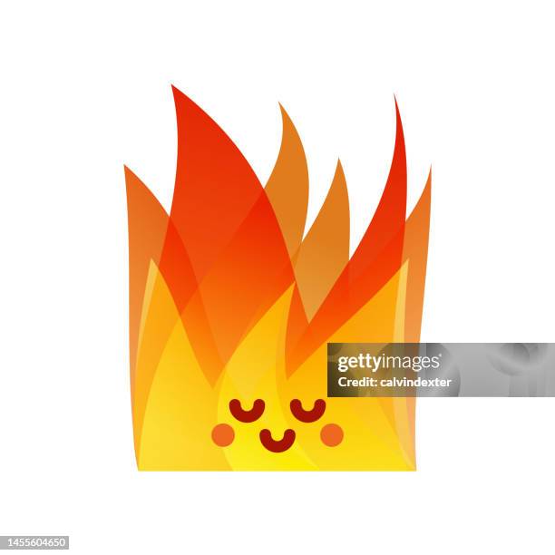 fire flame emoticon - bonfire stock illustrations