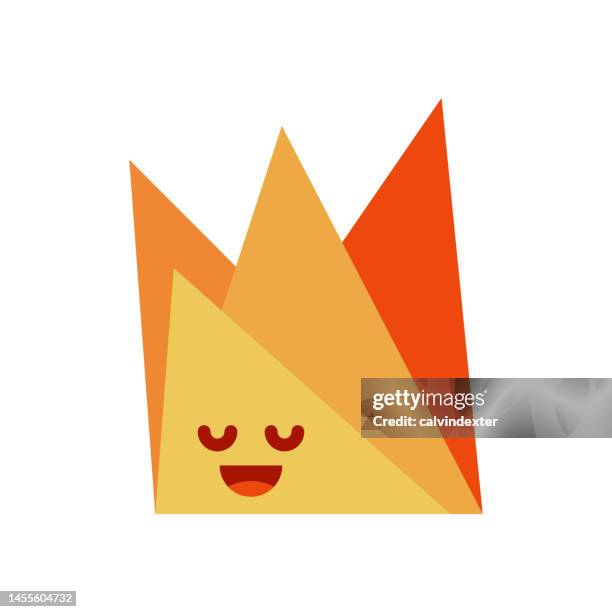 fire flame emoticon - fireball stock illustrations