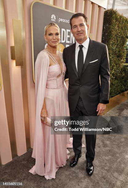 80th Annual GOLDEN GLOBE AWARDS -- Pictured: Molly Sims and Scott Stuber arrive at the 80th Annual Golden Globe Awards held at the Beverly Hilton...