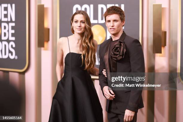 Hannah Bagshawe and Eddie Redmayne attend the 80th Annual Golden Globe Awards at The Beverly Hilton on January 10, 2023 in Beverly Hills, California.