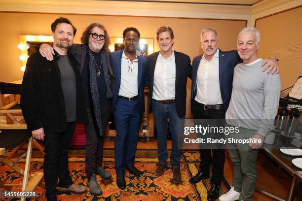 John Griffin, Jack Bender, Harold Perrineau, Michael Wright, Chris Brearton and Jeff Pinkner attend MGM+ Television Critics Association Presentation...