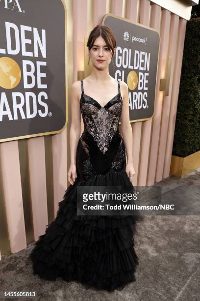 80th Annual GOLDEN GLOBE AWARDS -- Pictured: Daisy Edgar-Jones arrives at the 80th Annual Golden Globe Awards held at the Beverly Hilton Hotel on...