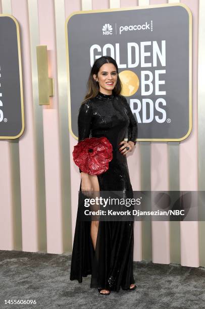 80th Annual GOLDEN GLOBE AWARDS -- Pictured: Sepideh Moafi arrives to the 80th Annual Golden Globe Awards held at the Beverly Hilton Hotel on January...
