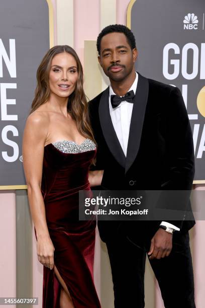 Nina Seničar and Jay Ellis attend the 80th Annual Golden Globe Awards at The Beverly Hilton on January 10, 2023 in Beverly Hills, California.