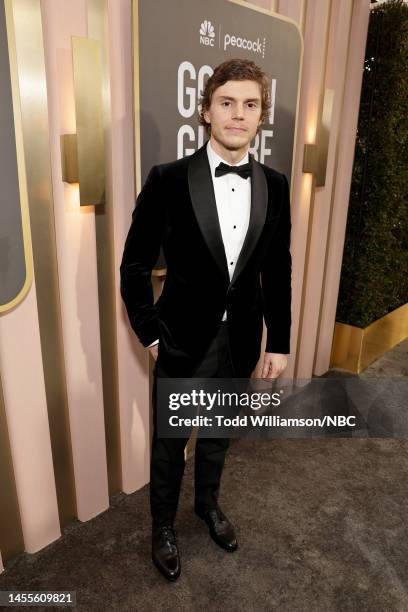 80th Annual GOLDEN GLOBE AWARDS -- Pictured: Evan Peters arrives at the 80th Annual Golden Globe Awards held at the Beverly Hilton Hotel on January...