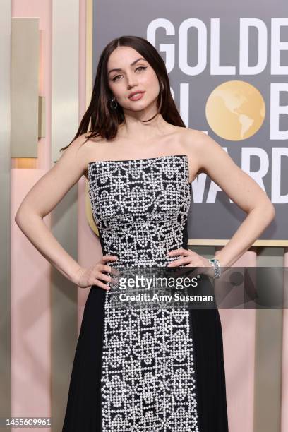 Ana de Armas attends the 80th Annual Golden Globe Awards at The Beverly Hilton on January 10, 2023 in Beverly Hills, California.