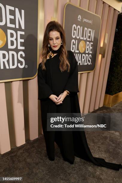 80th Annual GOLDEN GLOBE AWARDS -- Pictured: Lisa Marie Presley arrives at the 80th Annual Golden Globe Awards held at the Beverly Hilton Hotel on...