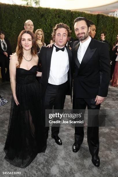 Addison Timlin, Jeremy Allen White, and Sebastian Stan with Icelandic Glacial at the 80th Annual Golden Globe Awards at The Beverly Hilton on January...