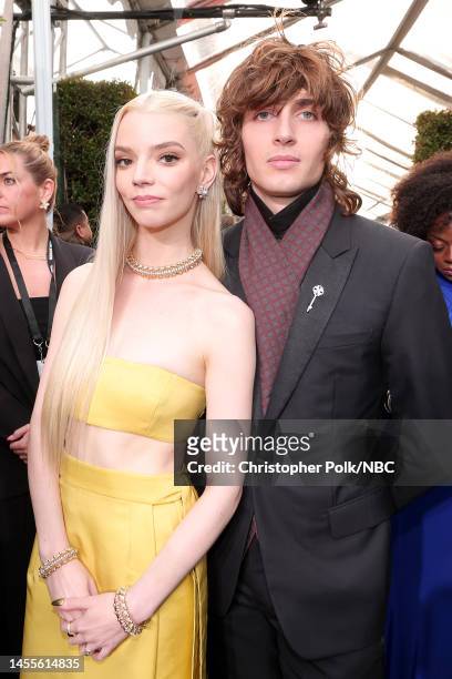 80th Annual GOLDEN GLOBE AWARDS -- Pictured: Anya Taylor-Joy and Malcolm McRae arrives at the 80th Annual Golden Globe Awards held at the Beverly...
