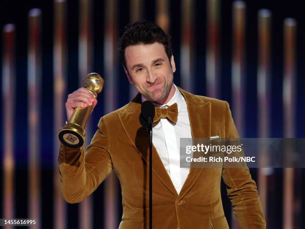 80th Annual GOLDEN GLOBE AWARDS -- Pictured: Justin Hurwitz accepts the Best Original Score award for "Babylon" onstage at the 80th Annual Golden...