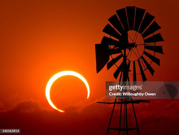 2012 annular solar eclipse - lubbock texas stock pictures, royalty-free photos & images